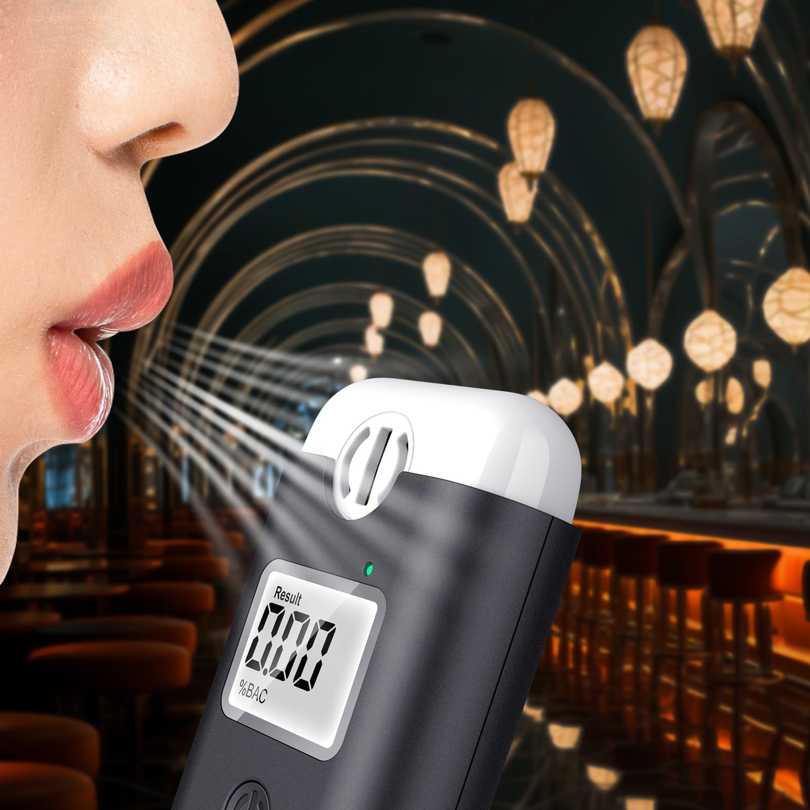 Professional Breathalyzer for Personal Use – High Accuracy Portable Alcohol Tester, Direct Blow Technology, No Need to Change Mouthpieces, Digital Blue LCD with Backlight – Perfect for Parties, Family Gatherings & Workplace Safety