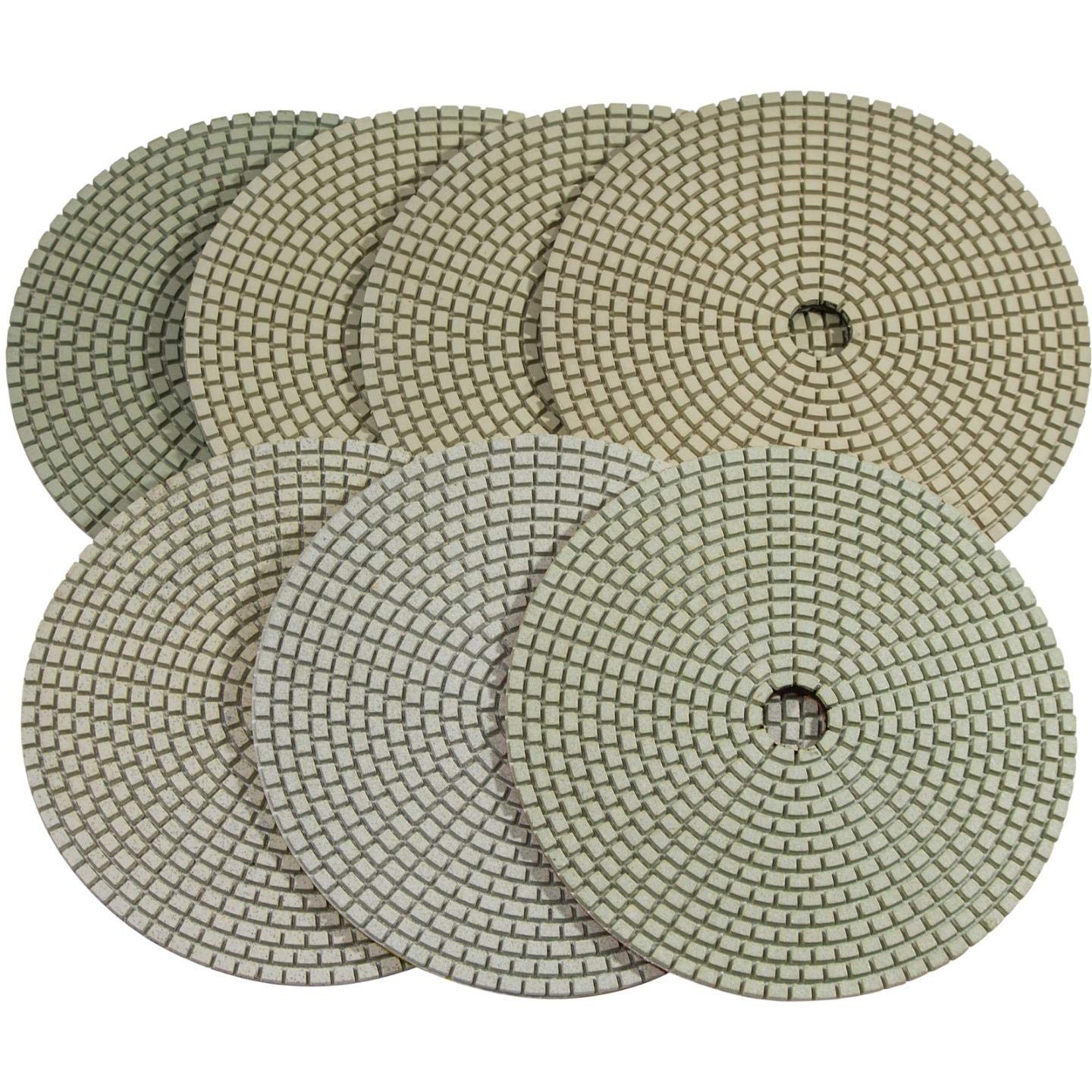 Stadea PPD130N 7 Inch Diamond Polishing Pads Set for Dry Concrete, Marble, Travertine & Terrazzo - Perfect for Floor Edges & Countertop Polishing (7 Pads) - Ideal for Professional Stone Restoration & DIY Home Improvement Projects