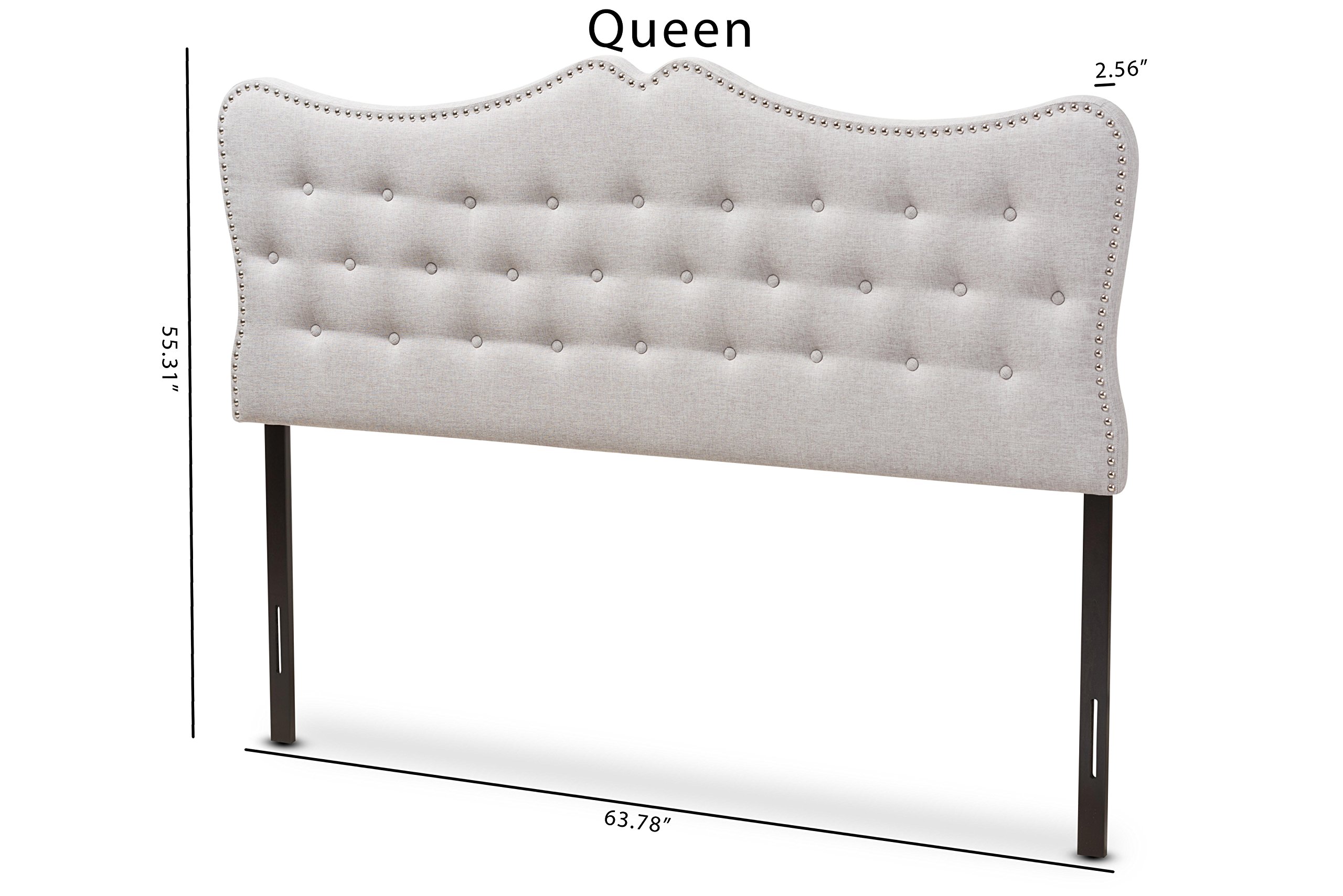 Baxton Studio Allina Modern Fabric Queen Size Headboard - Greyish Beige Upholstered Bed Frame Headboard for Master Bedroom, Guest Room & Home Decor