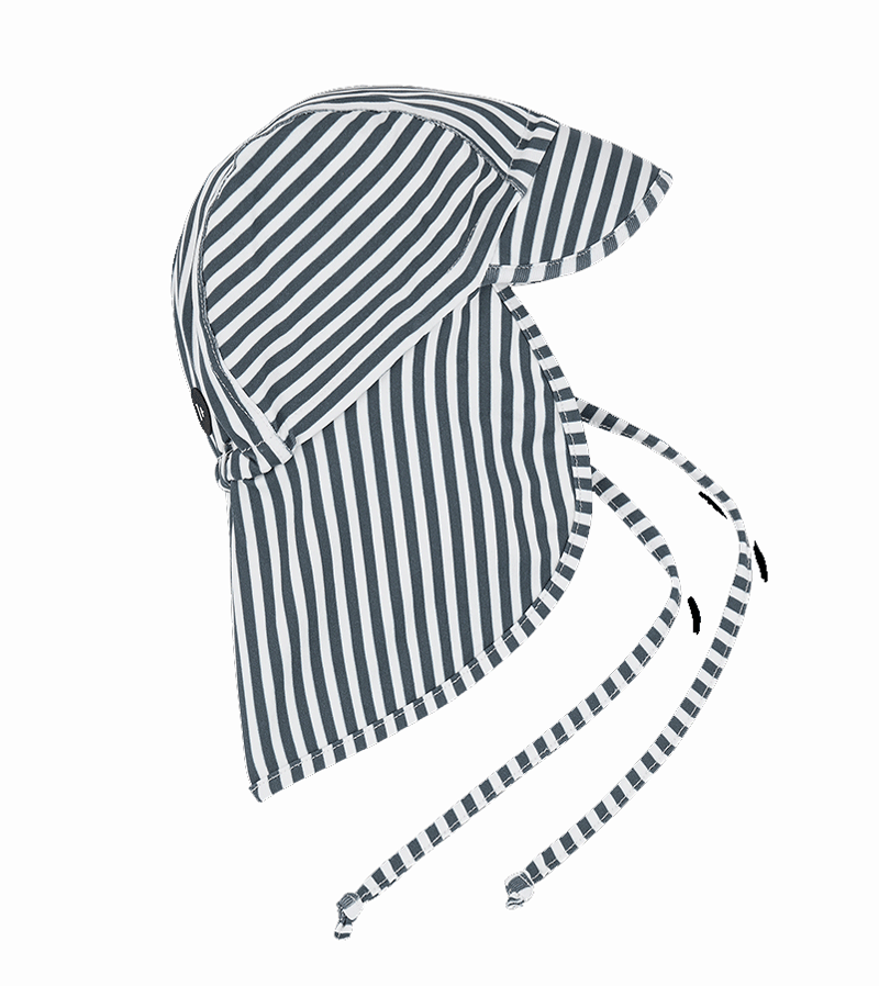 Bruno Striped Swim Hat with Neck Cover for Kids & Adults - UPF 50+ Sun Protection for Swimming, Beach & Outdoor Activities