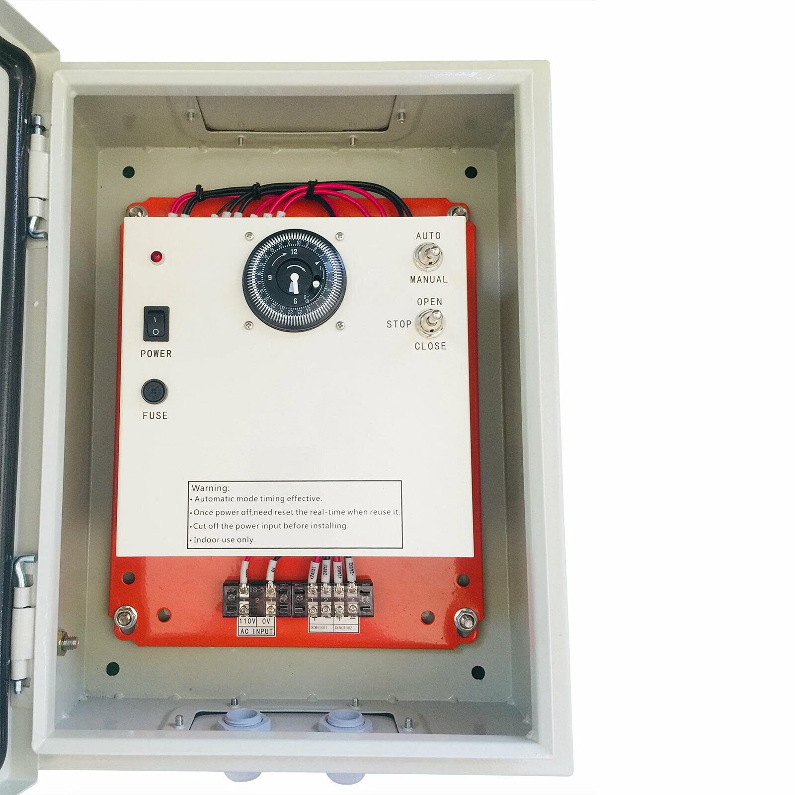 Greenhouse Roll Up Motor Timer Controller AC110 to DC24V - Automatic Ventilation System for Greenhouse Windows & Sidewalls - Perfect for Commercial Greenhouses, Hydroponic Farms & Plant Nurseries