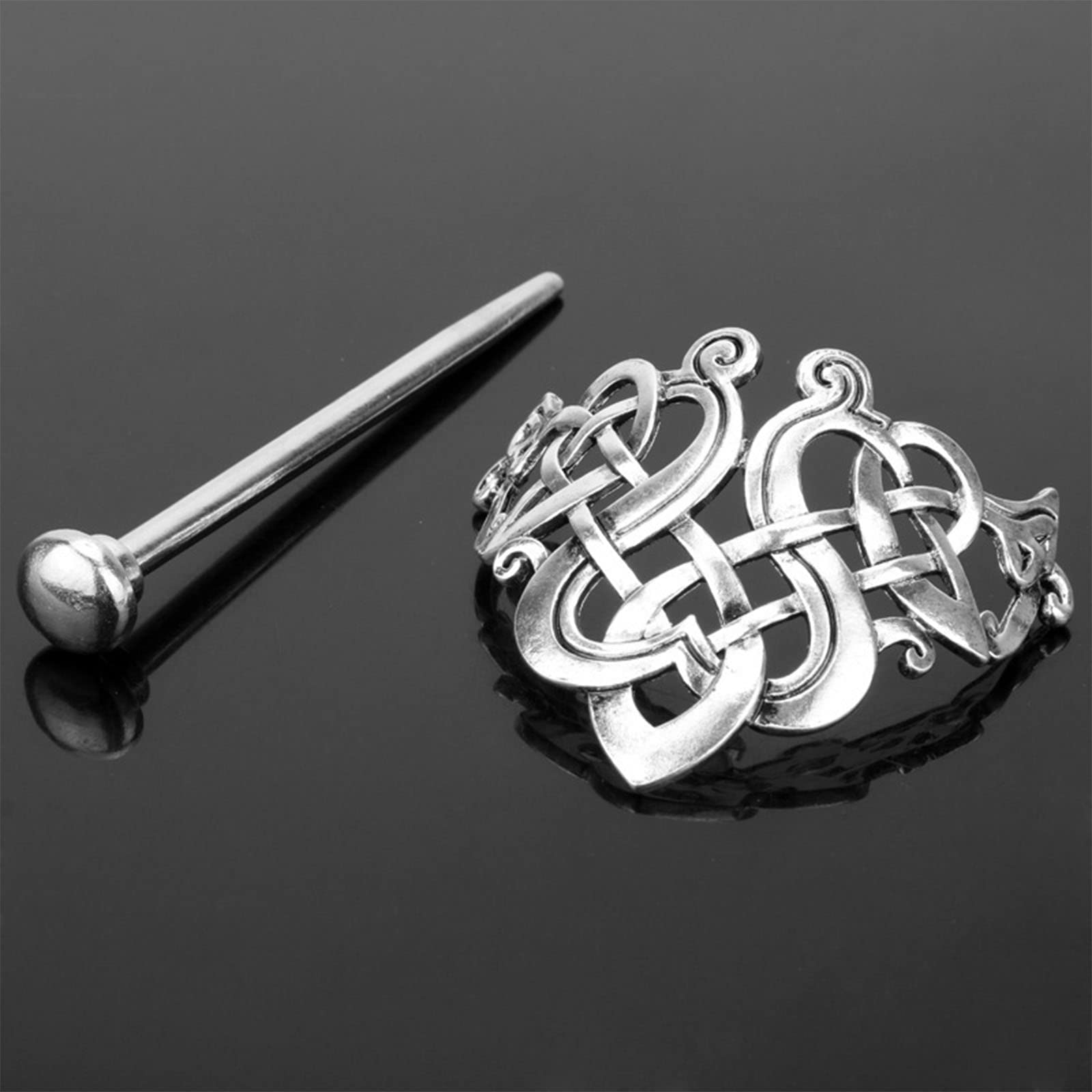 Viking Celtic Hair Stick Silver Knot Hairpin for Women - Retro Hair Accessory for Weddings & Cosplay