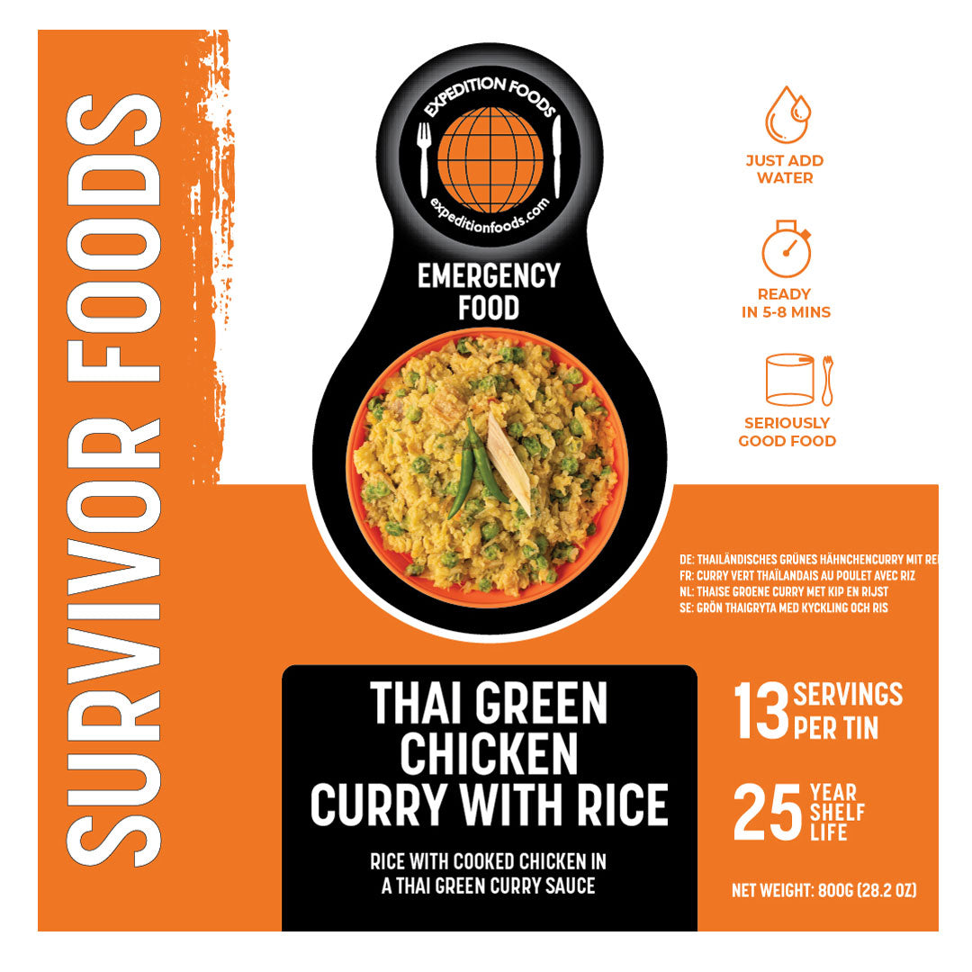 Expedition Foods Survivor Freeze Dried Thai Green Curry - Gluten Free & Dairy Free - Lightweight Emergency Food for Camping, Hiking & Survival Preparedness