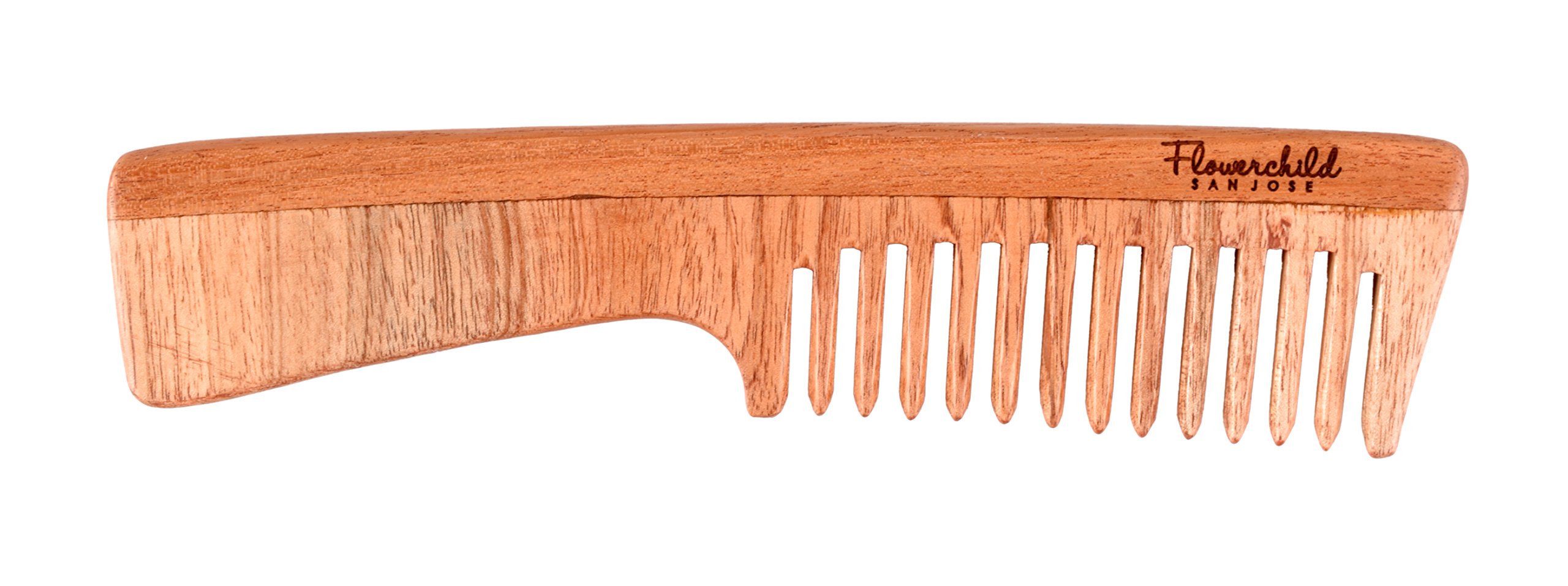 Neem Wood Anti-Static Handle Comb for Thick & Coarse Hair - Detangling & Styling Comb for Natural Hair Care at Home or Salon