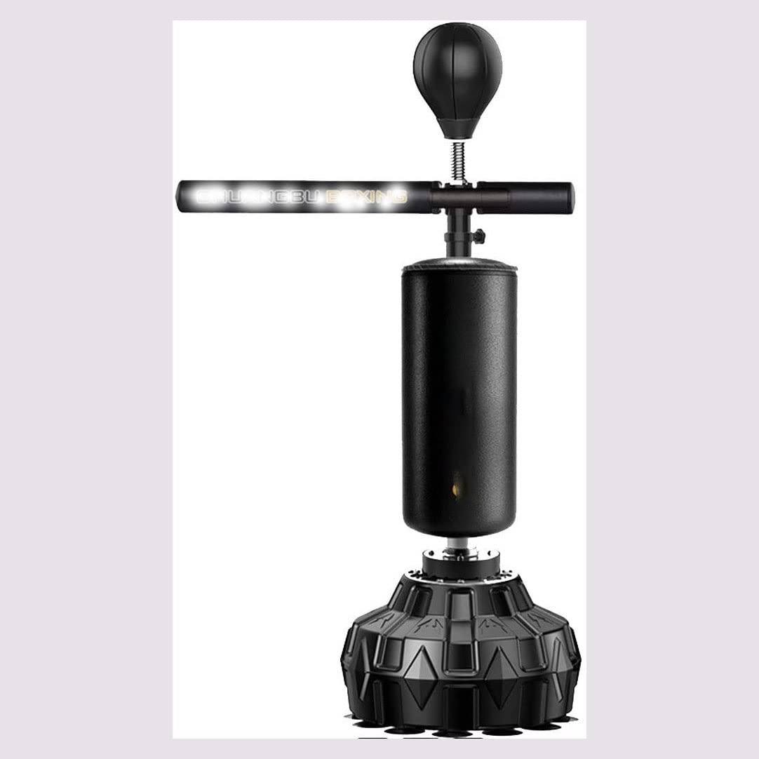 HAOSIZHEYU Adjustable Height Vertical Punching Bag with Stand - Boxing Training Equipment for Adults & Kids - Includes Sandbag, Stand & Boxing Gloves - Home Gym, Martial Arts, Fitness Workout (Black)