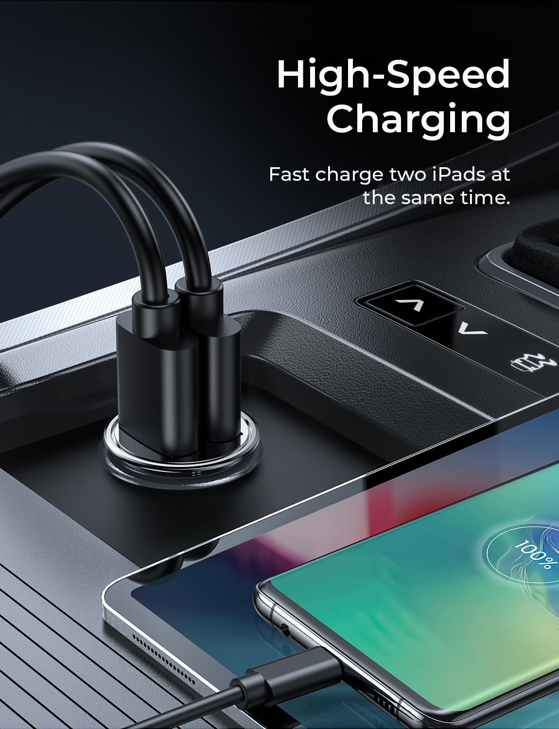 AINOPE Smallest Metal Car Charger Adapter - 4.8A Dual USB Port 12V Cigarette Lighter Charger - Fast Charging for iPhone 16 Pro Max/15/14, iPad Air, Samsung Galaxy S25/S24 Ultra - Perfect for Road Trips & Daily Commute (Sliver)