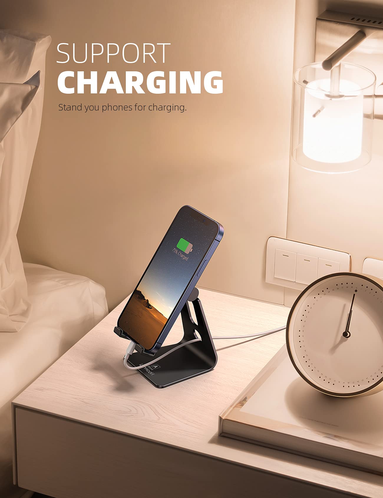 Lamicall Adjustable Aluminum Phone Stand - Anti-Slip Desktop Cell Phone Holder for iPhone & Samsung (4-8