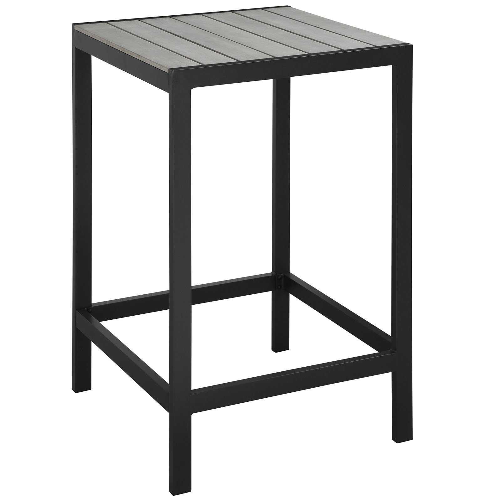 Modway Maine Aluminum Outdoor Patio Bar Table - Brown Gray - Weather-Resistant Dining & Bar Height Table for Backyard, Deck, Poolside & Garden