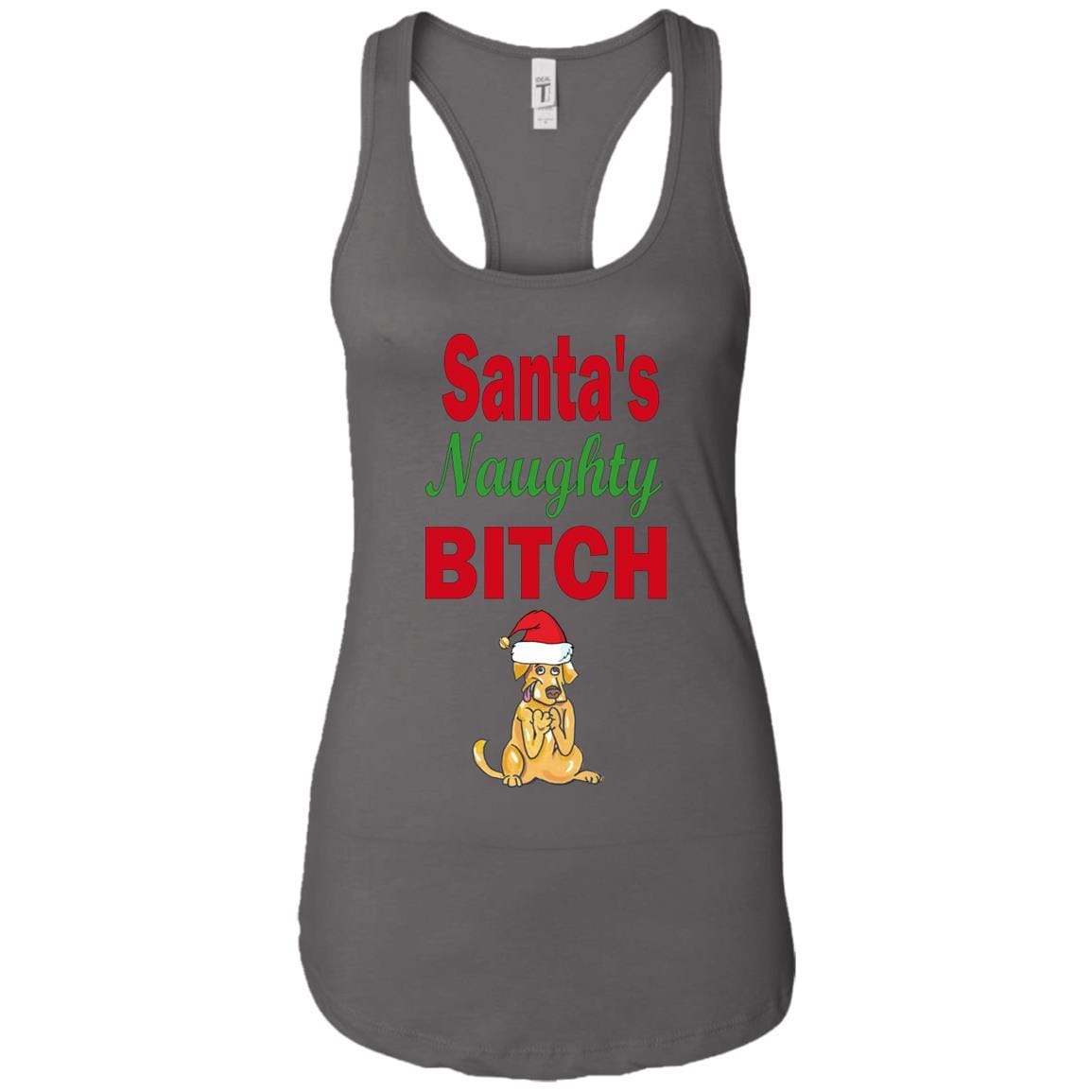 Santa's Naughty Bitch Personalized Racerback Tank Top - Custom Funny Christmas Gift for Women - Perfect for Holiday Parties & Festive Outfits