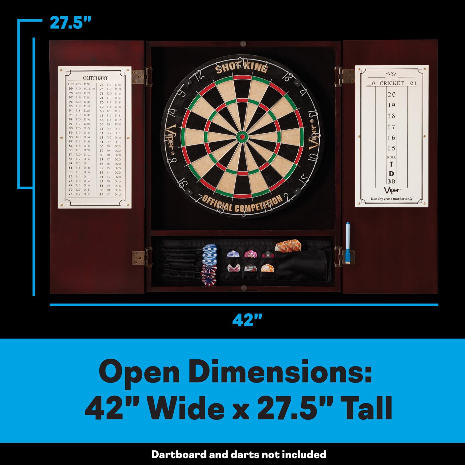 Viper Metropolitan Solid Wood Sisal/Bristle Steel Tip Dartboard Cabinet - Mahogany Finish (Cabinet Only, No Dartboard Included) | Perfect for Game Rooms, Bars & Man Caves