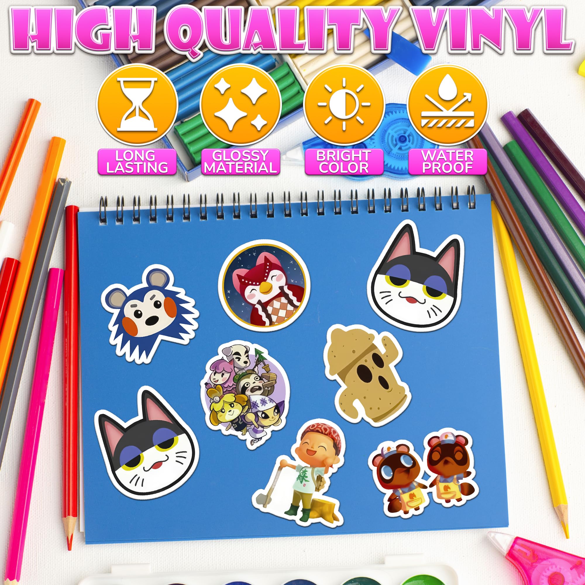 150Pcs Cute Animal Water Bottle Stickers - Waterproof Vinyl Decals for Bottles, Cars, Laptops, Bikes, Luggage & Skateboards - Fun Aesthetic Stickers for Kids & Adults - Perfect for School, Work, Travel & DIY Projects