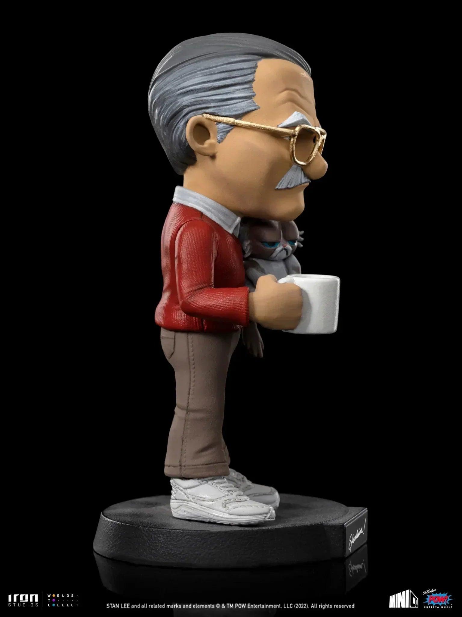 Stan Lee with Grumpy Cat MiniCo Figure by Iron Studios & Pow! Studios - Collectible Marvel Comic Book Character Statue for Display, Gifts & Pop Culture Enthusiasts