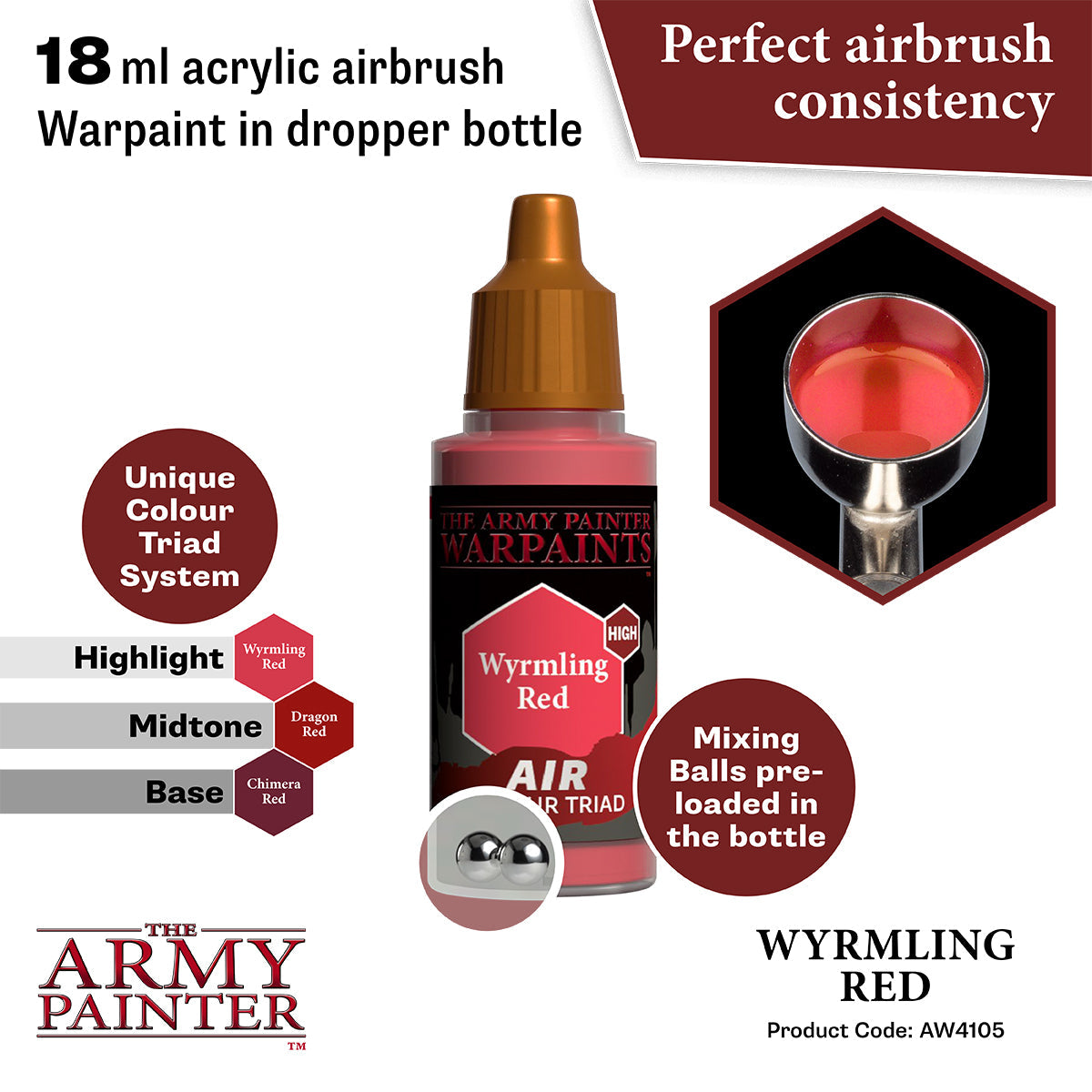 Warpaints Air: Wyrmling Red - Premium Miniature Paint for Tabletop Gaming & Warhammer - Perfect for Fantasy Models & D&D Miniatures