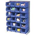 Industrial Louvered Bin Rack with 58 Blue Stacking Bins - 35