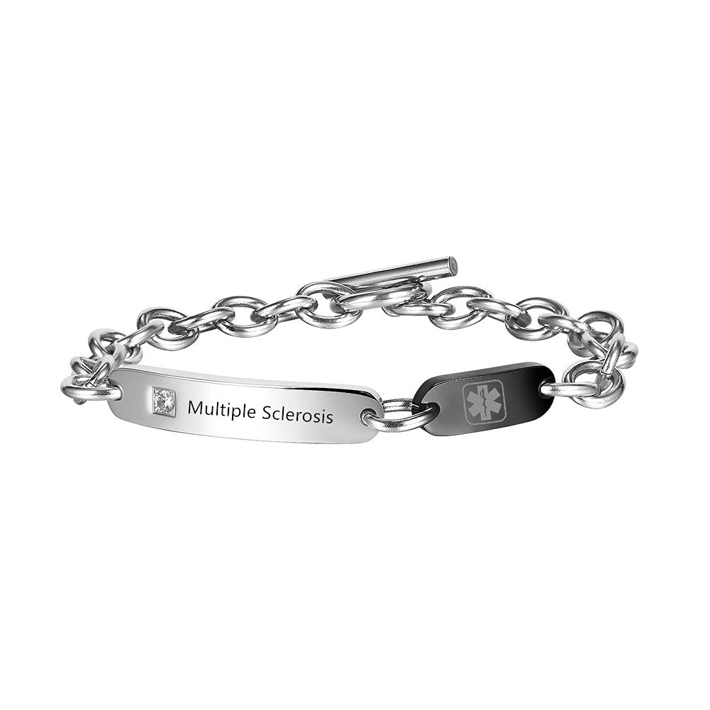ZKXXJ Stainless Steel Medical Alert ID Bracelet for Men & Women - Customizable Emergency Identification Bracelet with Medical Card - Perfect for Seniors, Diabetics, and Allergy Sufferers - Durable Health Alert Jewelry for Daily Wear & Travel Safety