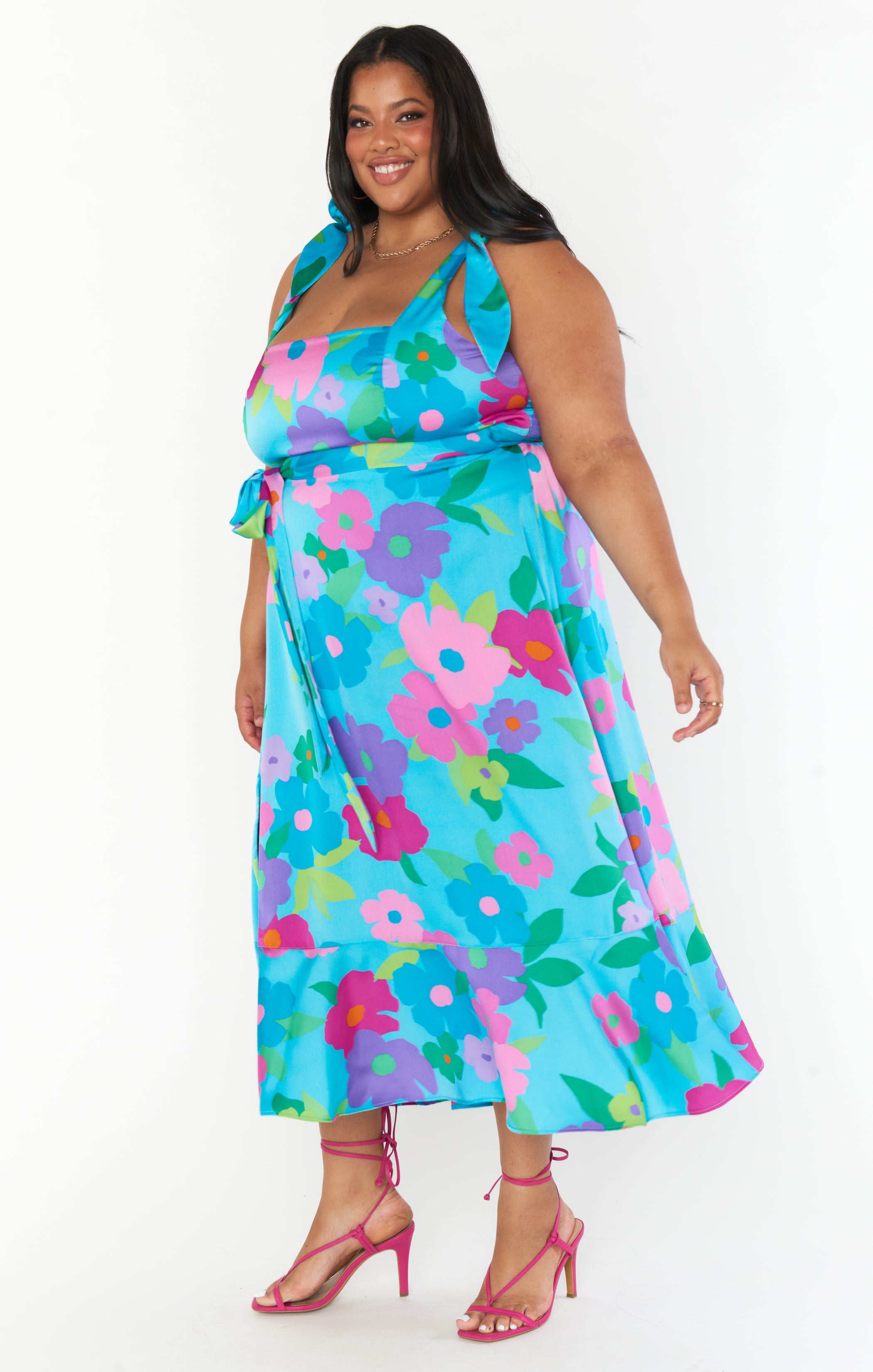 Stylish Garden Midi Dress with Multi Piccadilly Floral Print - Perfect for Spring Outings, Brunch Dates & Summer Vacations