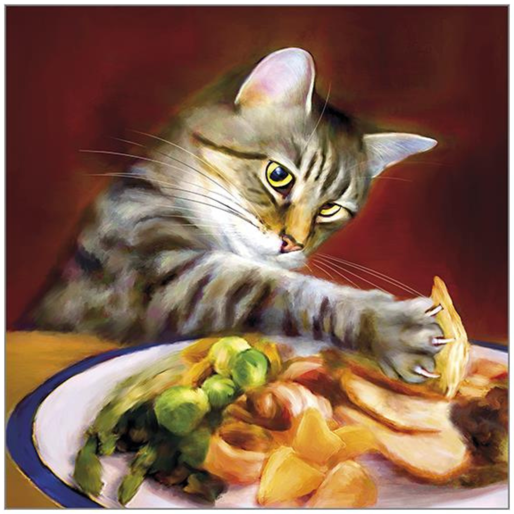 Christmas Cat Greeting Card with Turkey Design - Perfect for Holiday Gifts, Party Invitations & Festive Greetings