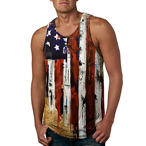 **Men's Patriotic American Flag Tank Tops - Breathable Summer Undershirts for Casual Wear, Gym & Outdoor Activities - Black Sleeveless Shirts**