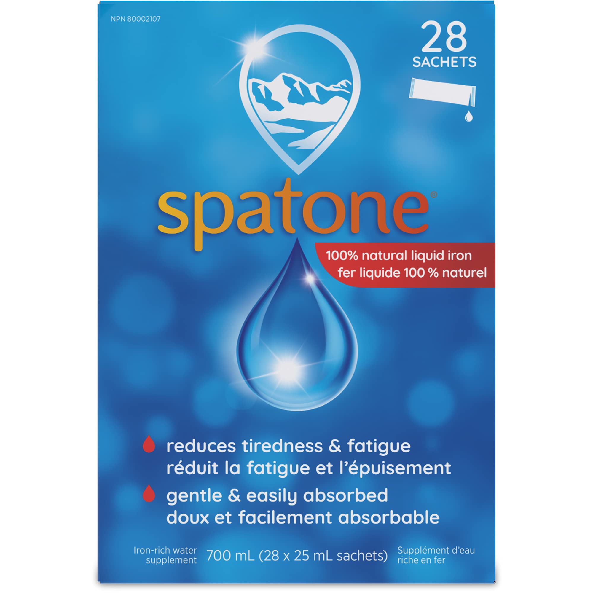 SPATONE Liquid Iron Supplement - 1 Month Supply (28 Sachets) for Energy Boost & Anemia Relief - Easy to Take Daily Iron Support for Adults & Kids