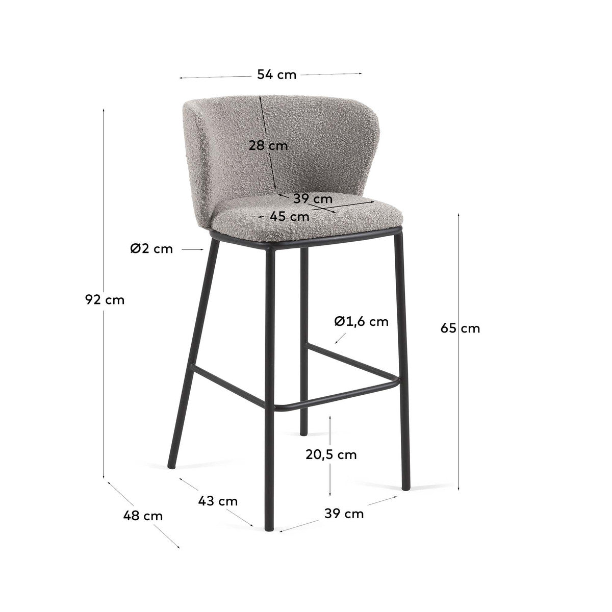Ciselia Boucle Bar Stool 26