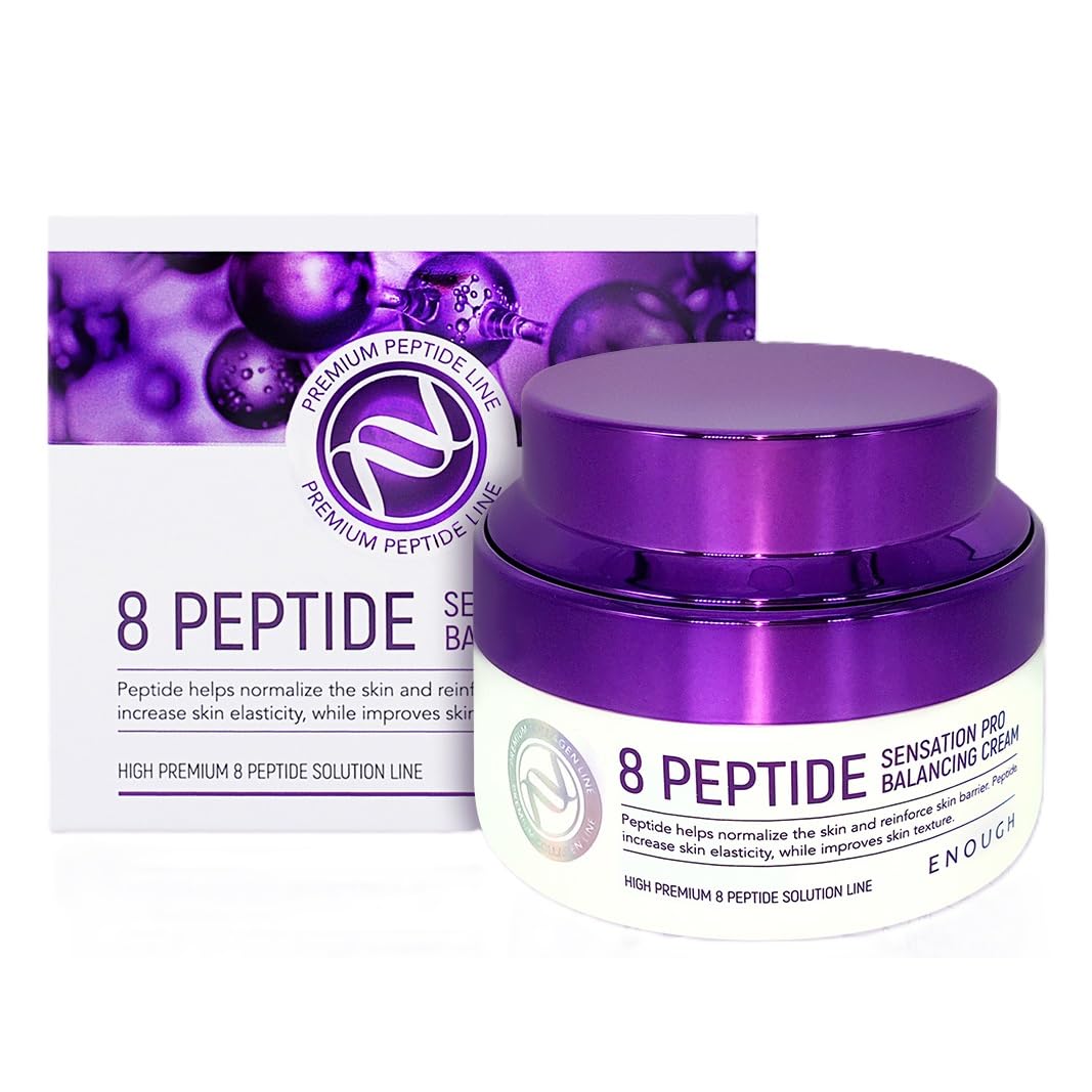 Premium Collagen Peptides & Hyaluronic Acid Facial Moisturizer - Anti-Aging Firming Cream for Women, Korean Skincare for Face & Neck, 8 Peptide Sensation Pro Balancing Cream - Perfect for Daily Hydration & Nighttime Skin Repair