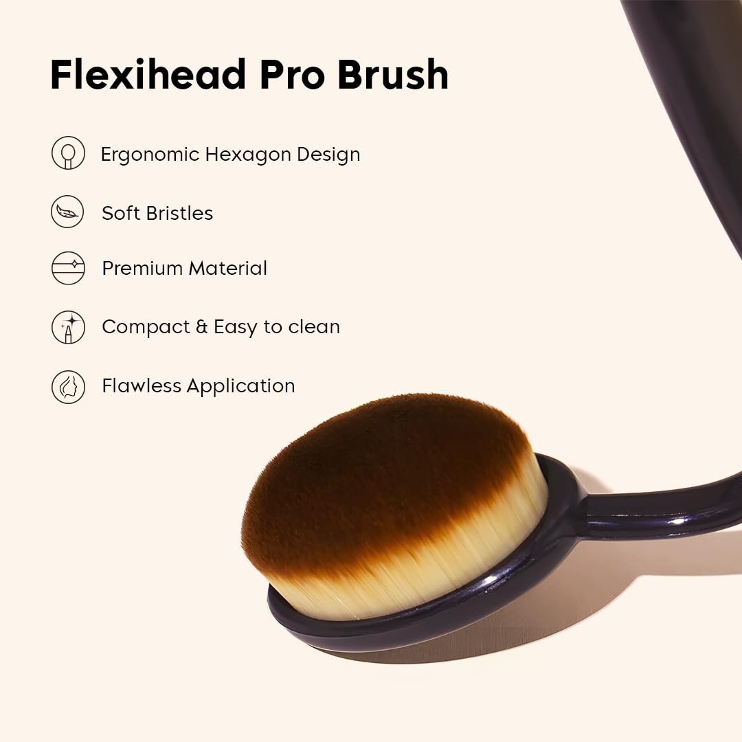 Gleva Professional Foundation Makeup Brush Set - Kabuki Hexagon & Flexible Oval Toothbrush Design for Liquid, Powder, Cream Blending, Contouring & Blush Application | Perfect for Everyday Makeup & Travel (Oval + Hexagon)