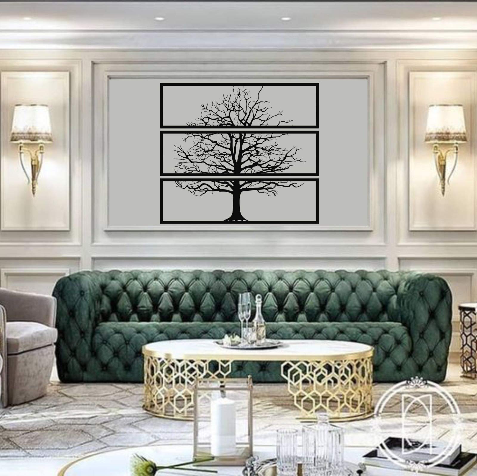DEKADRON Metal Tree Wall Art Set of 3 Panels - Modern Home Decor for Living Room, Bedroom & Office - 39