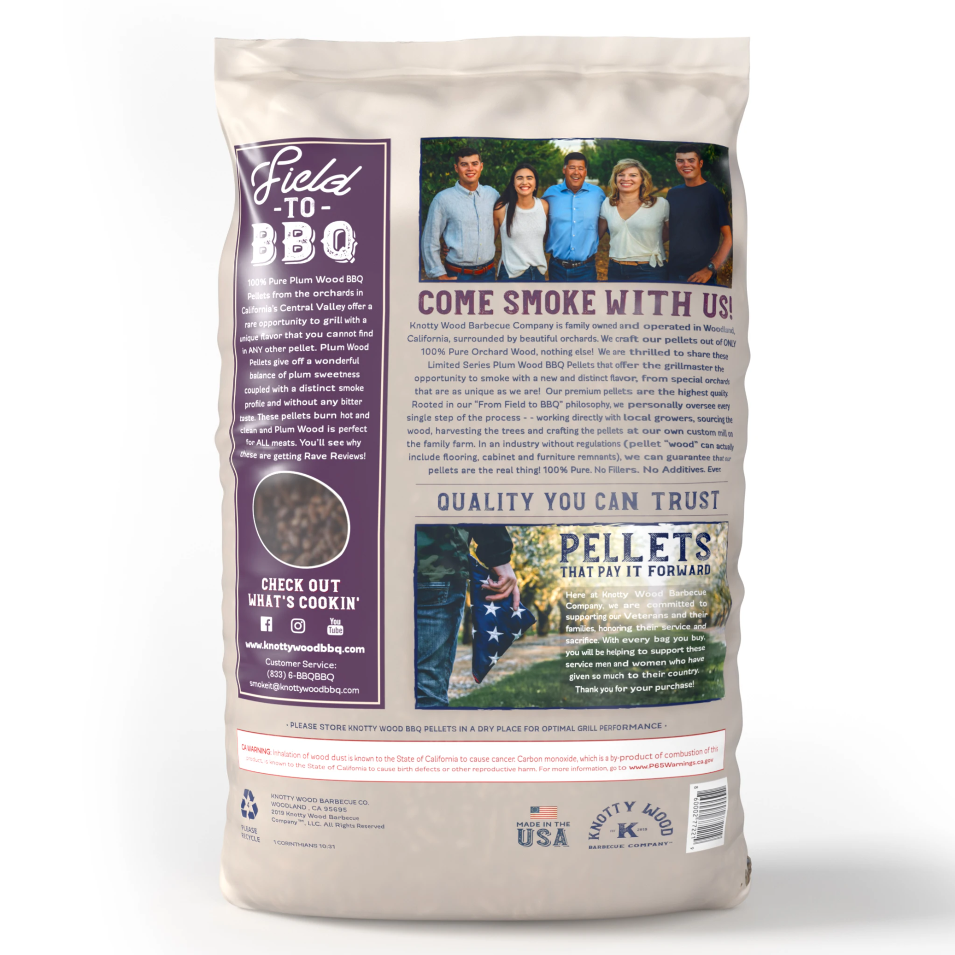 100% Pure Plum Wood Pellets for Smoking & Grilling - All-Natural BBQ Fuel for Smokers, Grills & Pizza Ovens - Knotty Wood Premium Hardwood Pellets