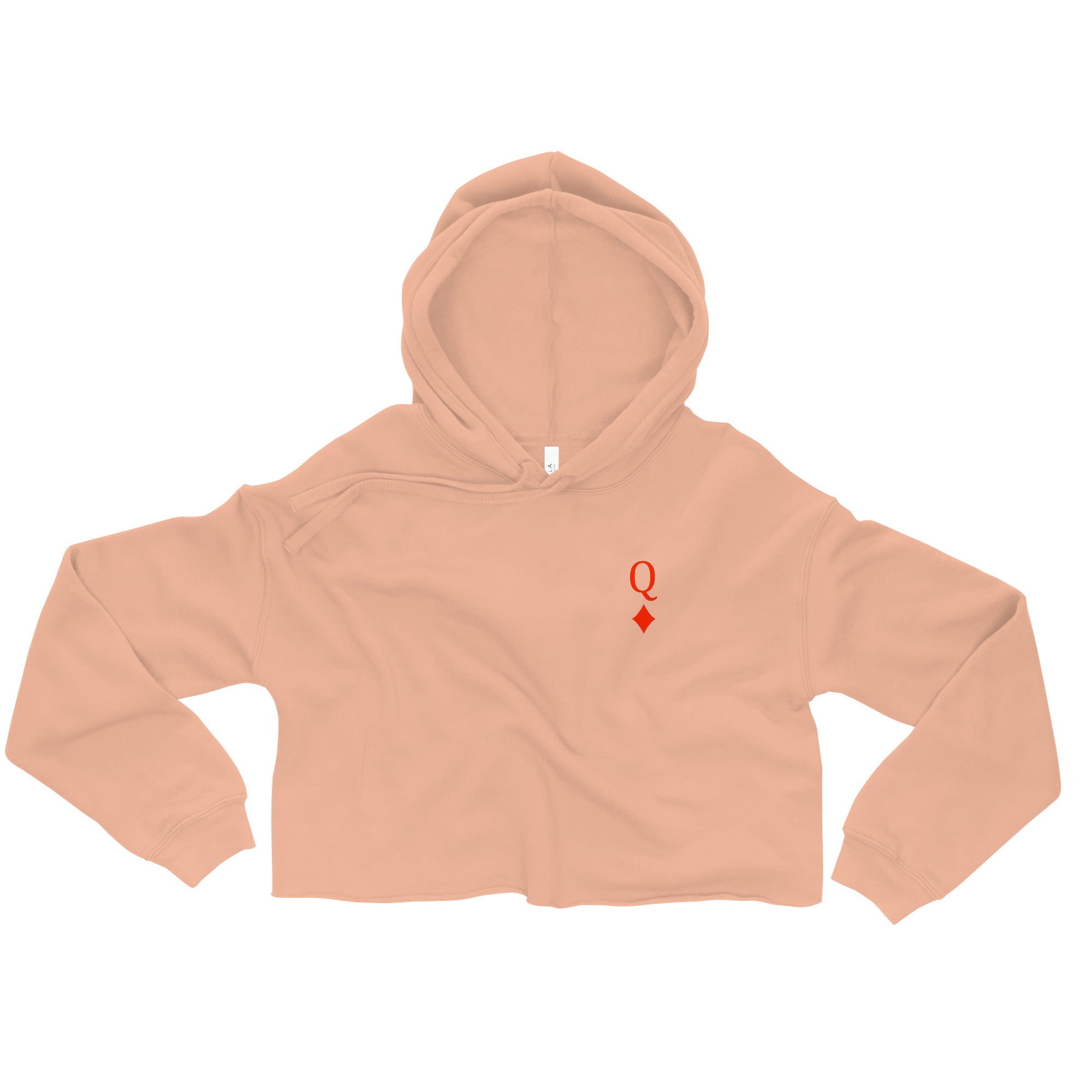 Queen of Diamonds Crop Hoodie - Trendy Women's Fashion Hooded Sweatshirt for Casual Wear, Street Style & Winter Outfits