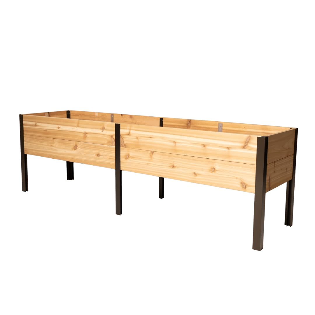 Premium Cedar Raised Garden Bed 2' x 8' - Heavy Duty Standing Planter Box with Reinforced Aluminum Corners for Vegetables, Flowers & Outdoor Plants | Perfect for Patio, Backyard & Urban Gardening | Durable Elevated Design for Easy Planting & Maintenance