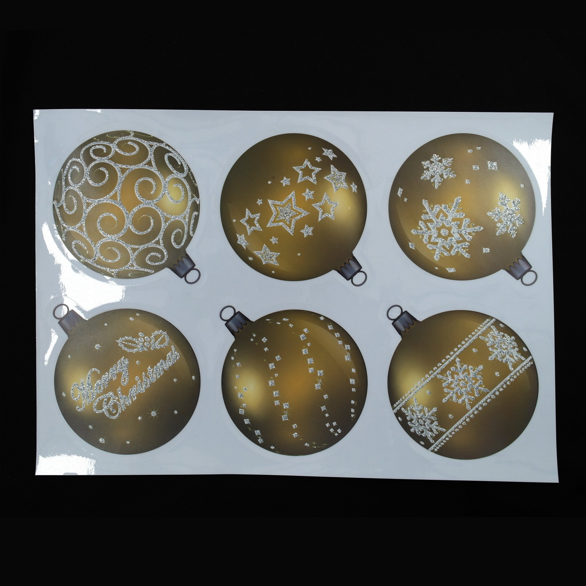 12-Pack Gold Glitter Window Clings with Hanging Strings - Holiday & Party Decor for Windows, Glass Doors, Mirrors - Christmas, Halloween, Easter Seasonal Decorations