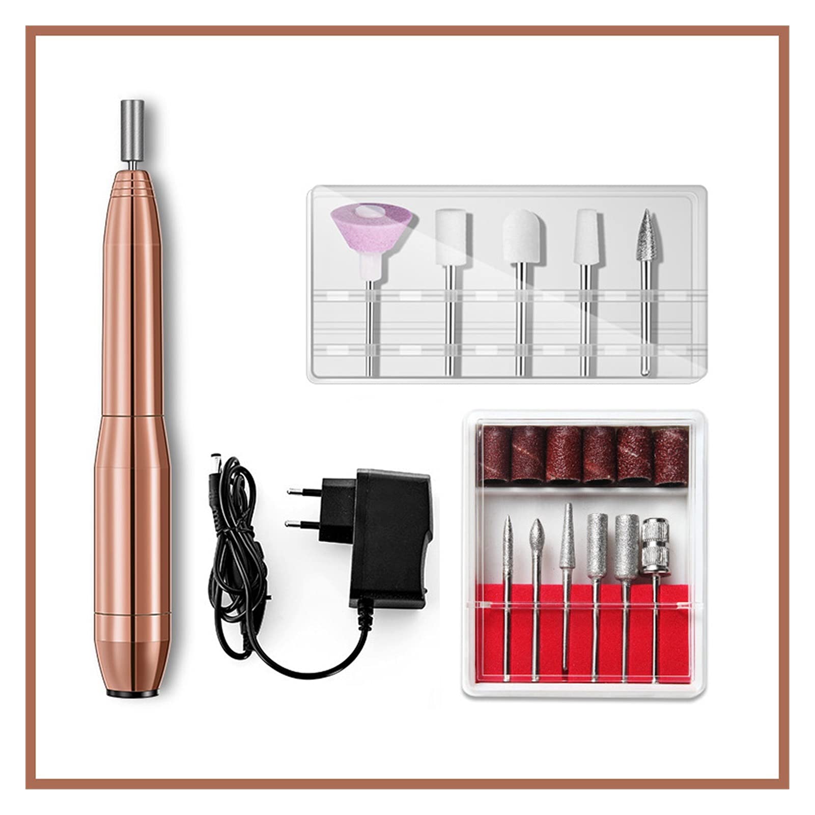 Professional Electric Nail Drill Machine Kit - Portable Manicure & Pedicure Set with Gel Remover, Nail Files & Art Tools (Gold USB Powered) | Perfect for Salon, Home Use & DIY Nail Care