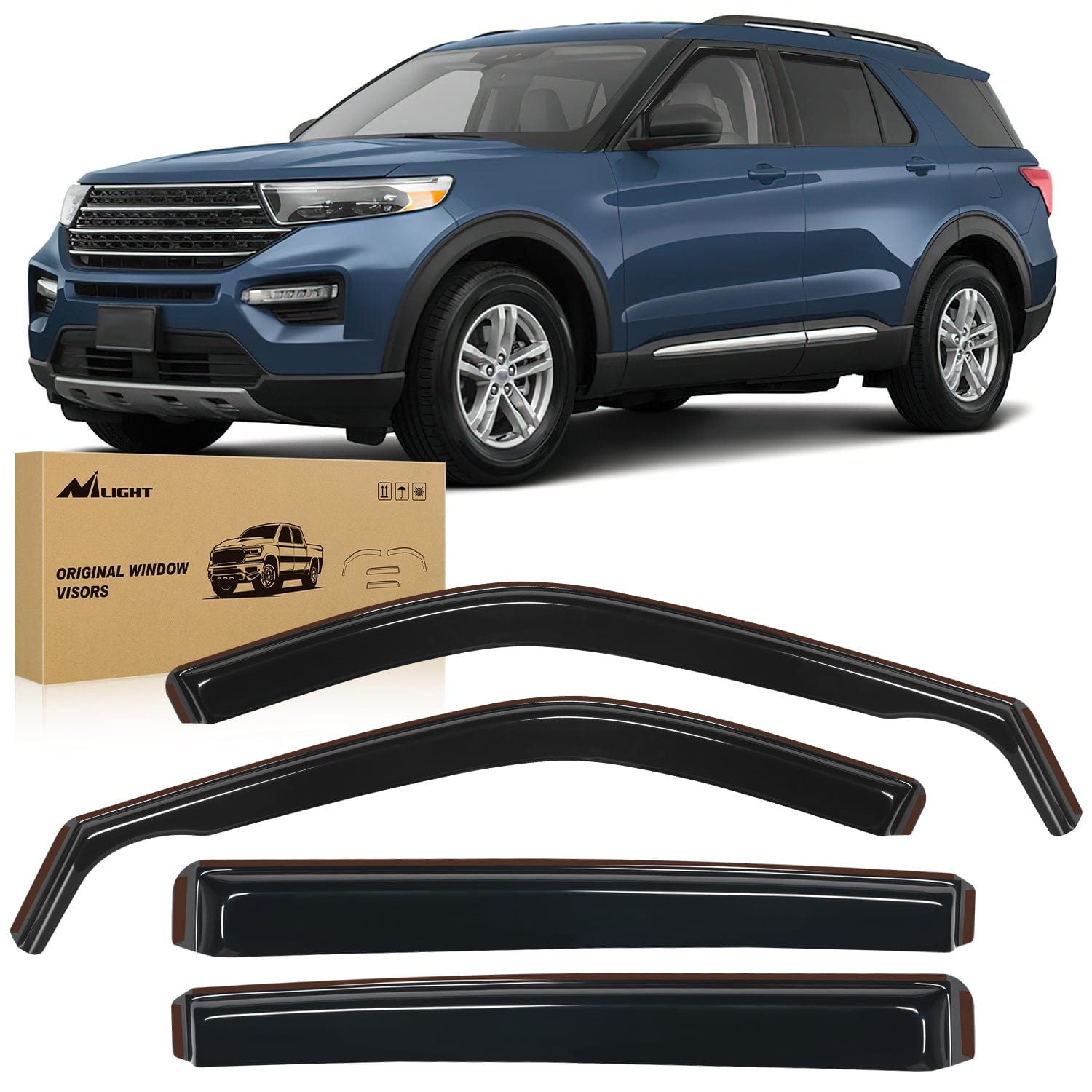 4pcs Rain Guards for Ford Explorer 2020-2024 | Car Window Deflectors | Weather Protection for Rain, Wind & Debris | Perfect for Outdoor Adventures & Daily Commuting