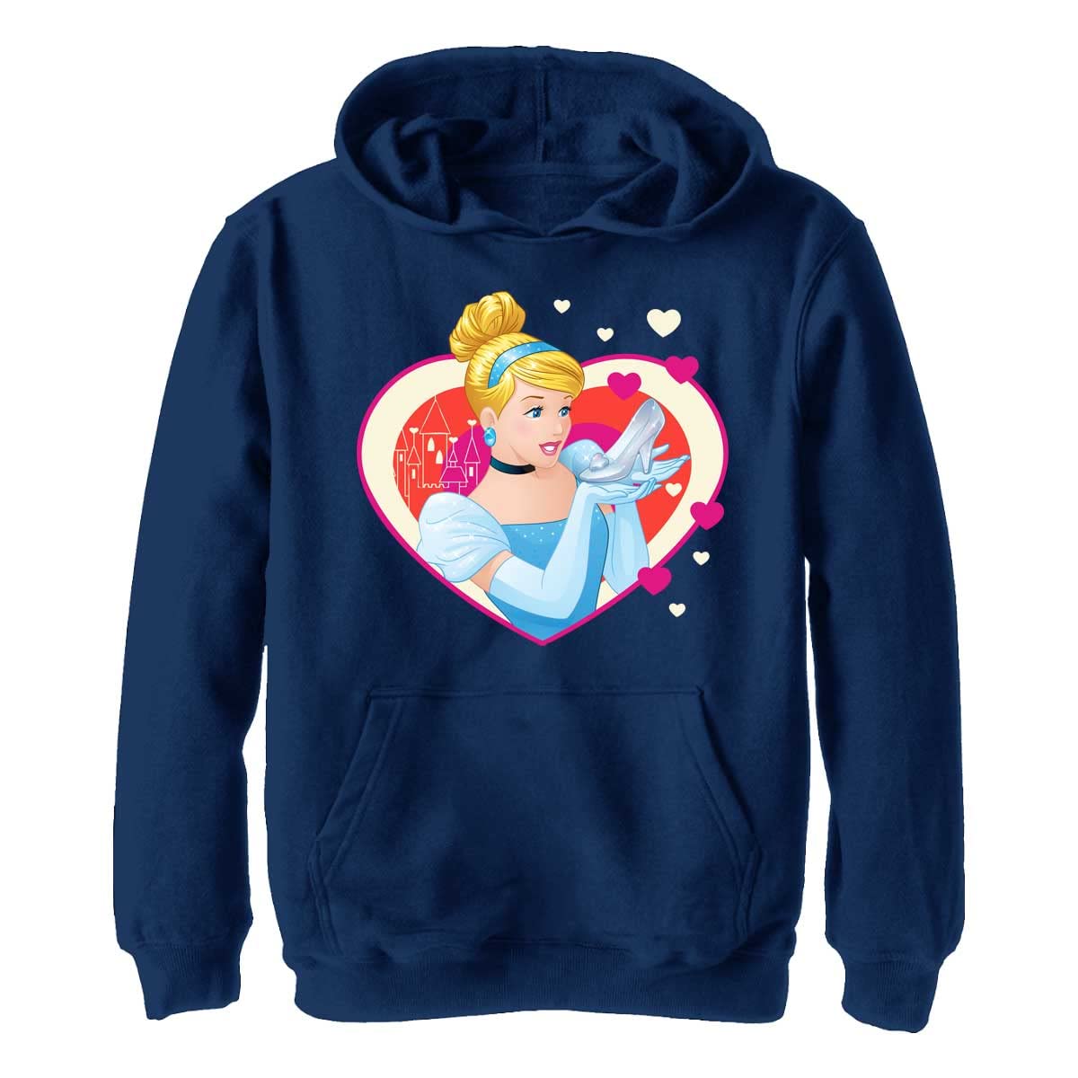 Disney Princess Cinderella Hearts Hoodie for Girls - Soft & Cozy Kids' Pullover for School, Playdates & Birthday Parties