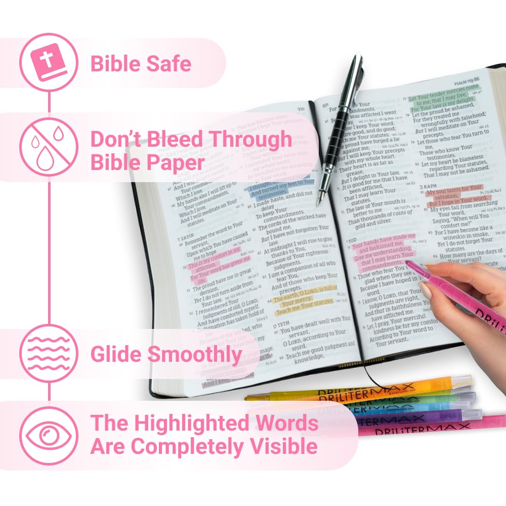 Swanson Bible Highlighters 6-Pack - No Bleed, Multi-Color for Bible Study & Note-Taking