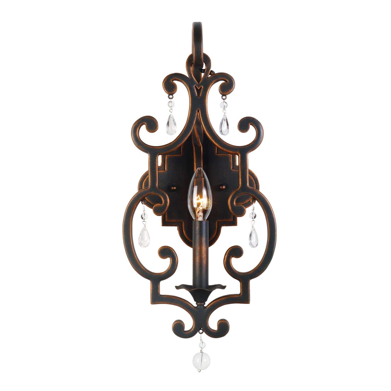 Kalco 2631AC Wall Sconce with Fabric Shades - Antique Copper Finish for Bedroom, Living Room & Hallway Lighting