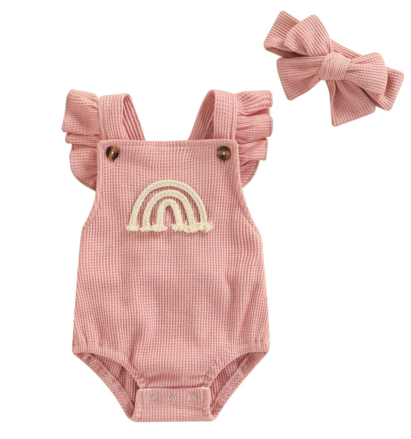 MERSARIPHY Boho Baby Girl Romper - Cotton Linen Straps Bodysuit Tops for Newborns | Summer Outfits for Girls | Perfect for Beach, Park & Family Photos