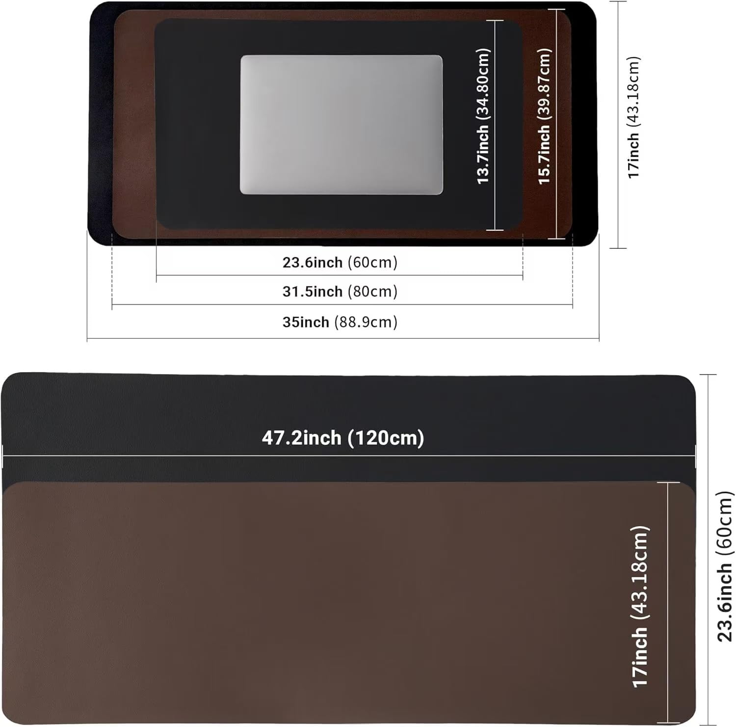 Premium Genuine Leather Desk Mat - Large Waterproof Office Desk Pad, Non-Slip Mouse Pad & Writing Surface for Home & Office (31.5