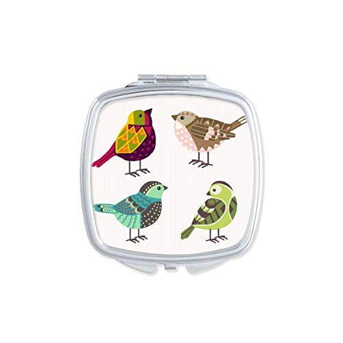 DIYthinker Portable Compact Pocket Mirror - Double Sided Glass with Lovely Birds Color Pattern - Perfect for Makeup, Travel & Gifts
