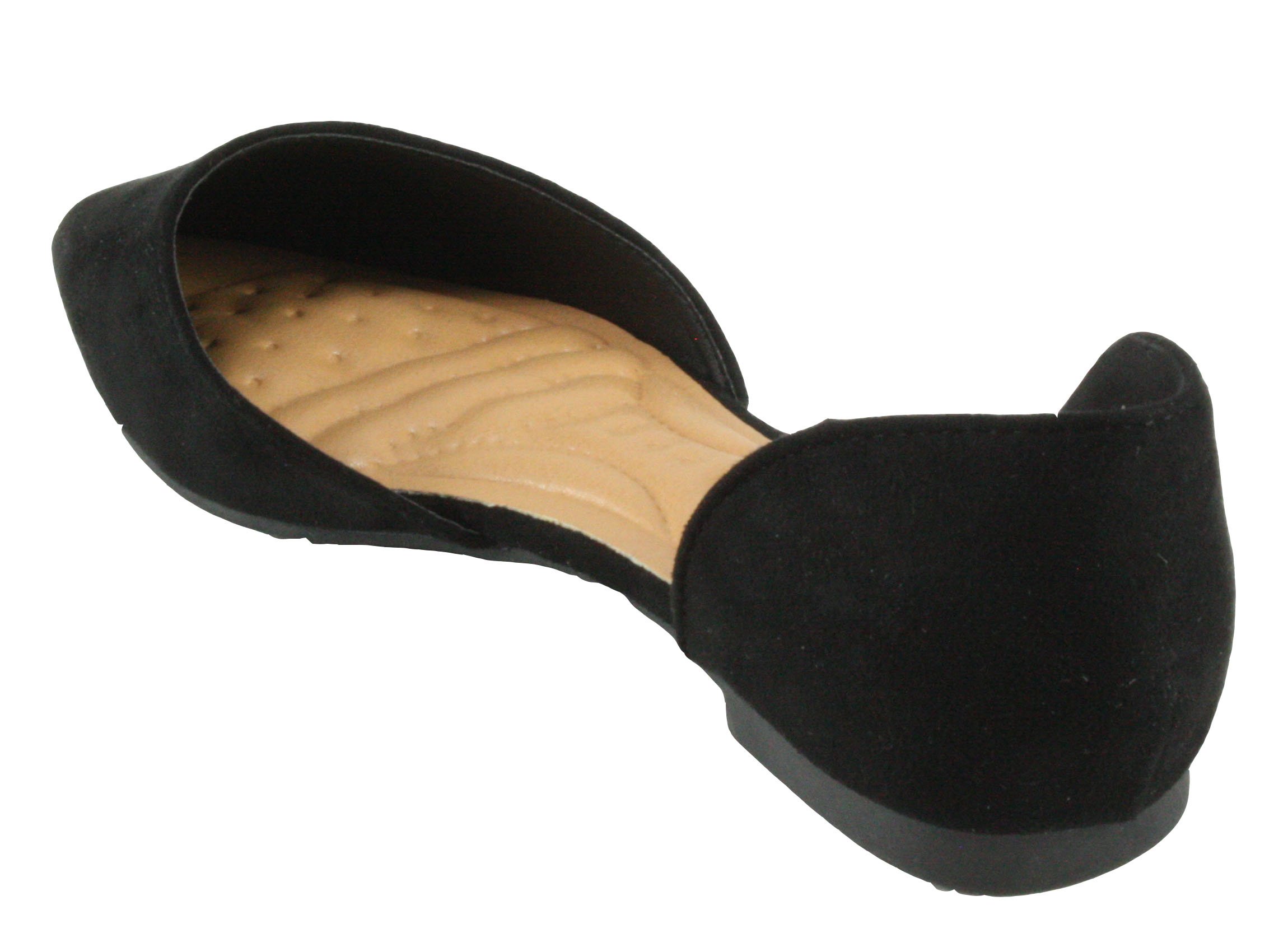 Weeboo Women's Doris-28 Pointed Toe D'Orsay Flats - Faux Suede Ballet Flat Shoes for Work, Office & Dressy Occasions