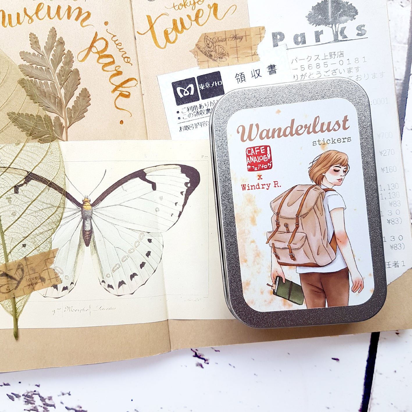 Vintage Cafe Analog X Windry R Wanderlust Girls Stickers in Collectible Tin - Perfect for Scrapbooking, Journals & DIY Crafts