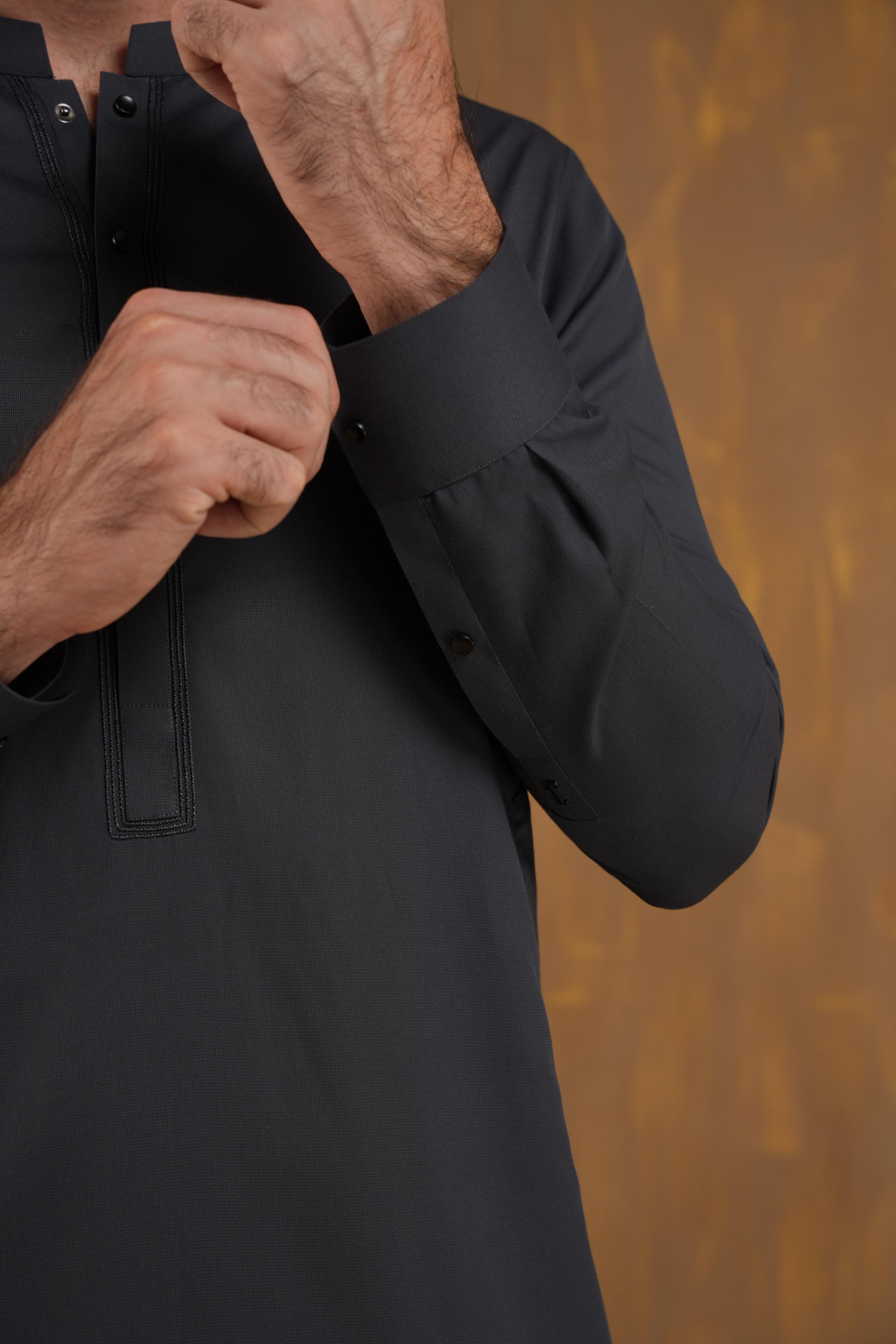 Elegant Blended Grey Shalwar Kameez by J. Junaid Jamshed - Traditional Pakistani Outfit for Men, Perfect for Weddings, Eid & Special Occasions