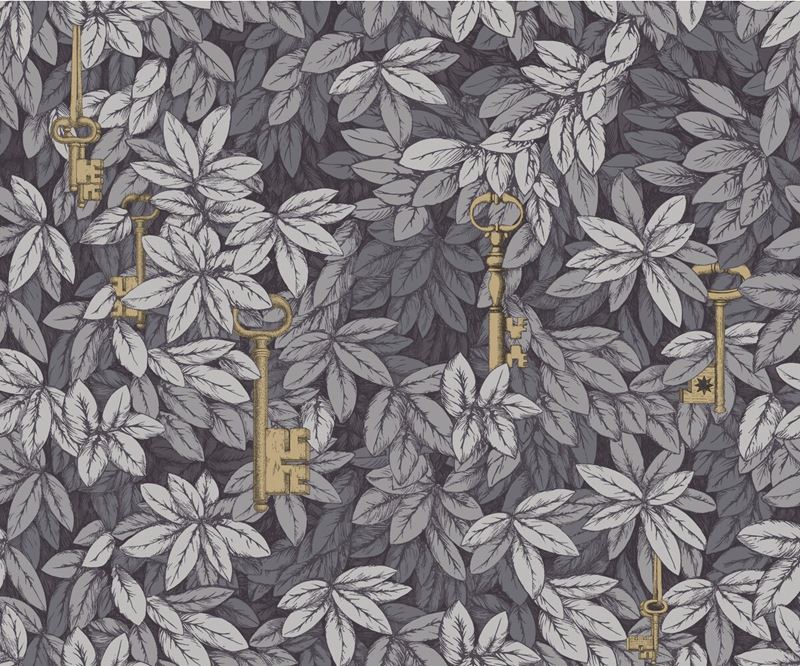 Cole & Son Grey Secret Keys Wallpaper | Premium Floral Vintage Design Wall Covering | Perfect for Living Room, Bedroom & Home Decor