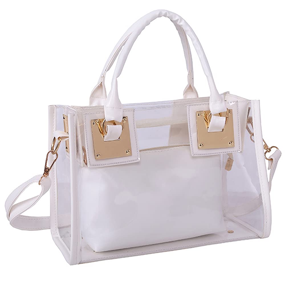 Cooba 2-Pack Clear Jelly Tote Bag for Women - Small Transparent Shoulder Purse with Zip, Beach Crossbody Satchel & Wallet | Perfect for Beach Outings, Music Festivals, and Travel Essentials