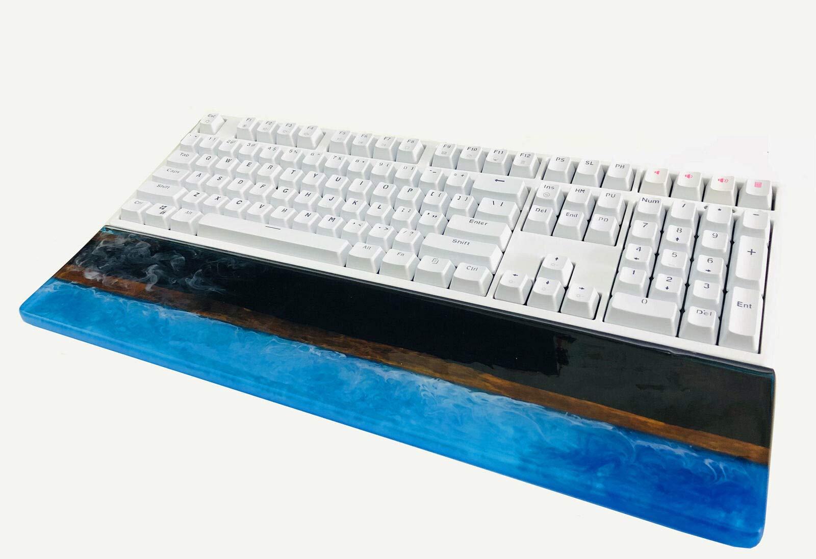 Handmade Artisan Wood Resin Keyboard Wrist Rest Pad - Ergonomic Palm Support for 87/104/108 Key Mechanical Keyboards (44cm for 104/108 Keys) - Perfect for Gaming, Typing & Office Work