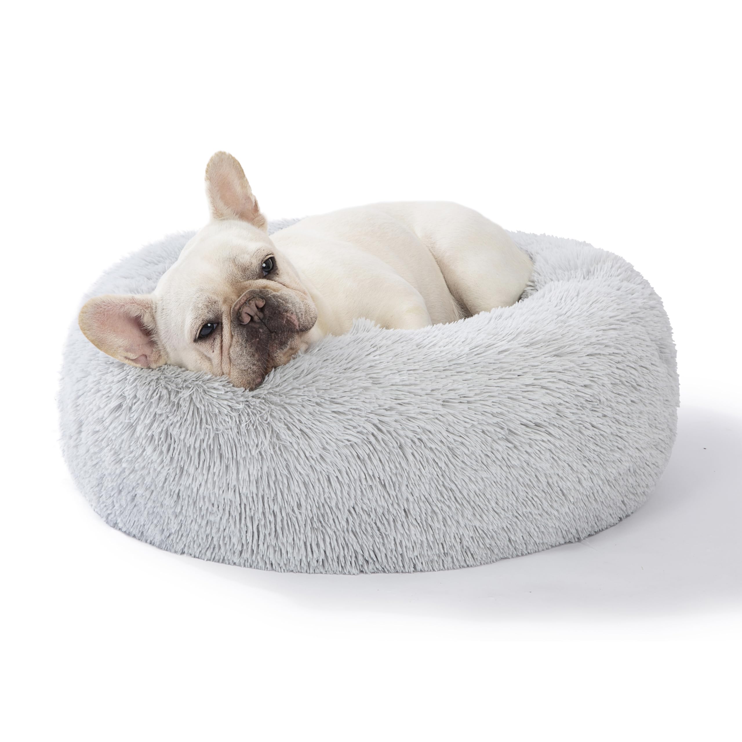 SAVFOX Calming Dog Bed for Small Dogs - Anti Anxiety Plush Donut Pet Bed with Removable Washable Cover | Cozy Sleeping Spot for Puppies & Small Breeds in Home, Crate or Travel
