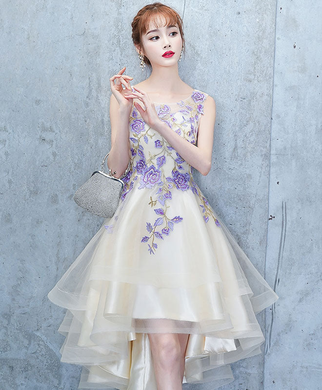 Elegant Light Champagne Tulle Lace Short Prom Dress - Sexy Lace Homecoming Dress for Teen Girls - Perfect for Prom Night, Homecoming Dance & Special Occasions