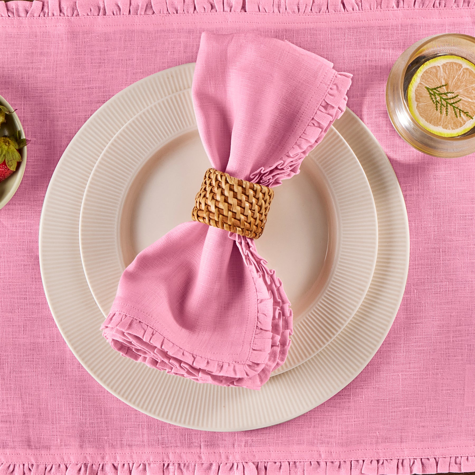 Juliette Ruffled Napkins - Set of 4 Premium Cotton Dinner Napkins for Formal Dining & Special Occasions