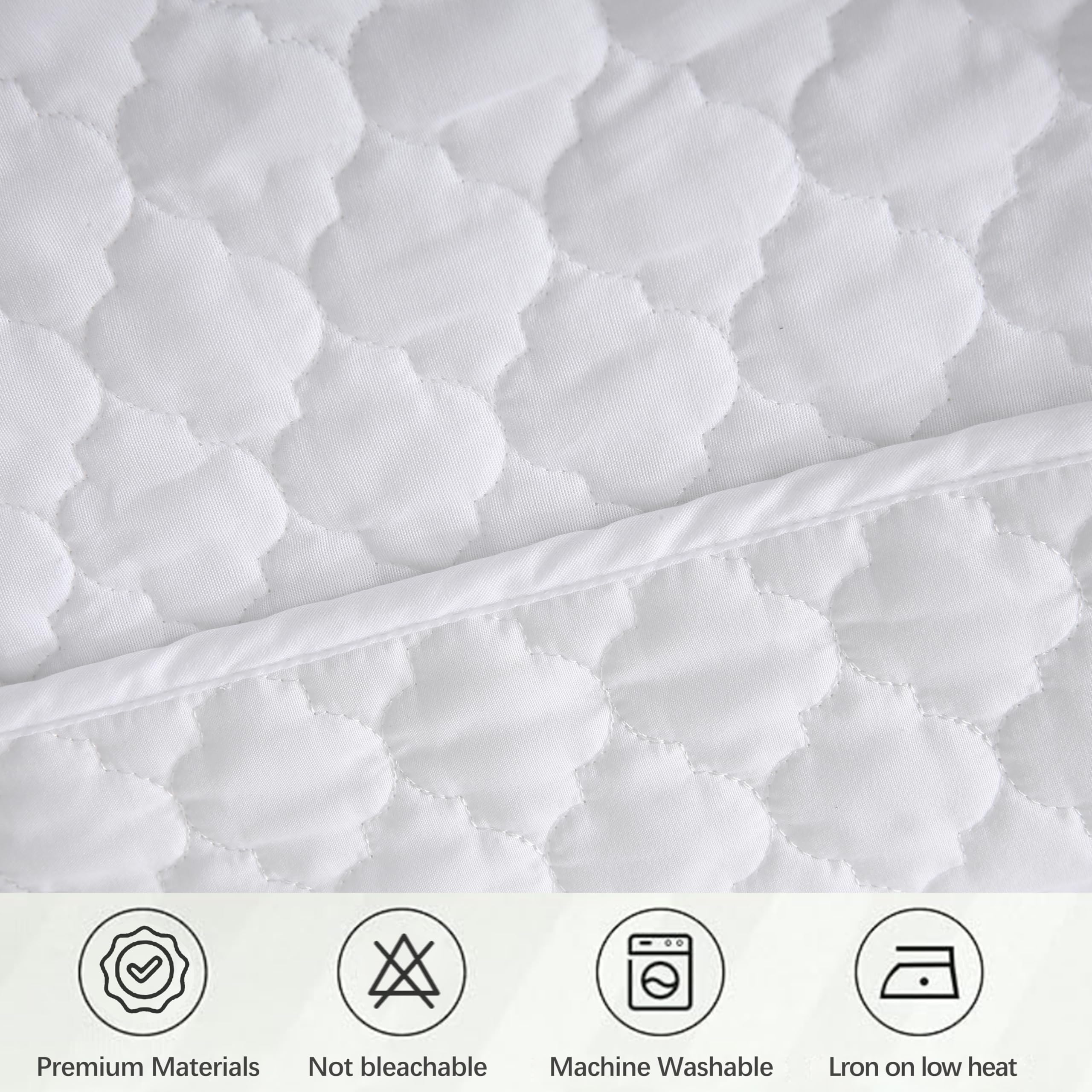 Queen Size White Bed Skirt - 14-Inch Drop Wrinkle-Free Box Spring Cover with Wrap-Around Design | Fade-Resistant & Easy Fit (White Lantern Flower) for Bedroom Decor, Guest Room & Master Bedroom Styling