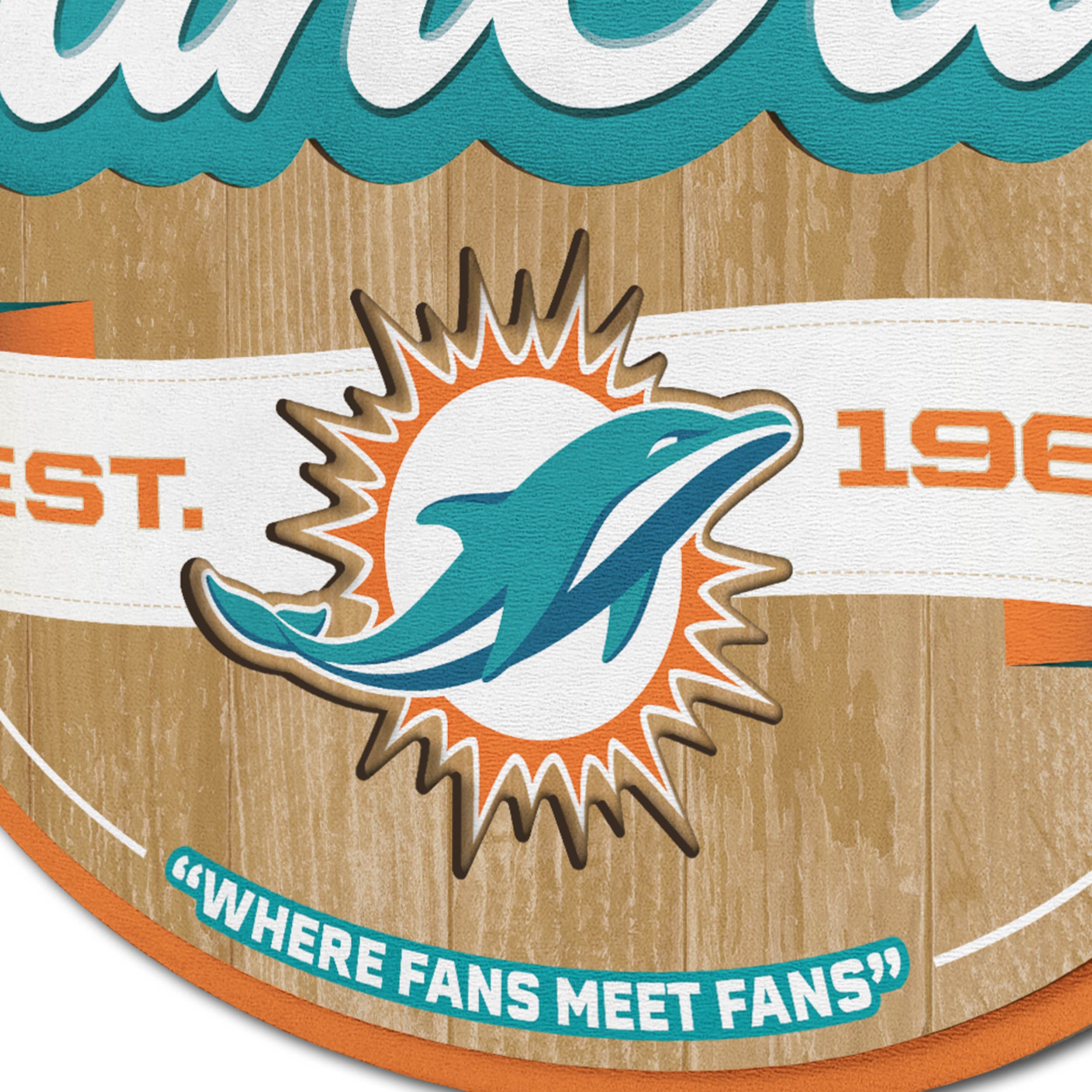 Official NFL Miami Dolphins Fan Cave Sign - Premium Team Logo Wall Decor for Game Room, Man Cave, Sports Bar & Home Office - Perfect Gift for Dolphins Fans